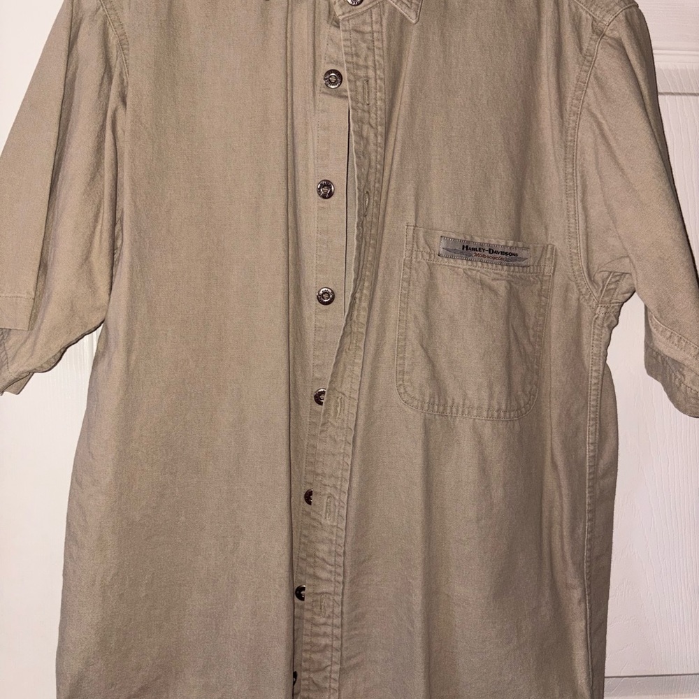 Harley-Davidson Men's Short-Sleeve Button-Down Shirt — Khaki